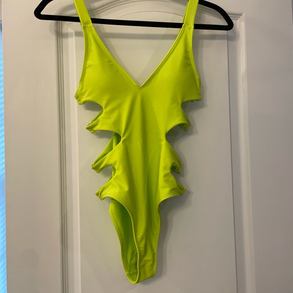 Neon Yellow Cutout Swimsuit - Picture 1 of 1